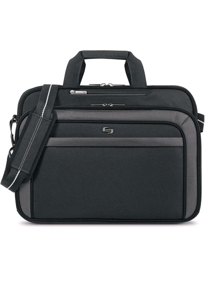 Solo New York Empire 17.3-Inch Laptop Briefcase, TSA Friendly, Black/Grey