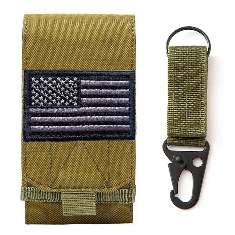 Tactical MOLLE Double Phone Pouch Waist Bag Nylon 600D EDC Outdoor Gear Case