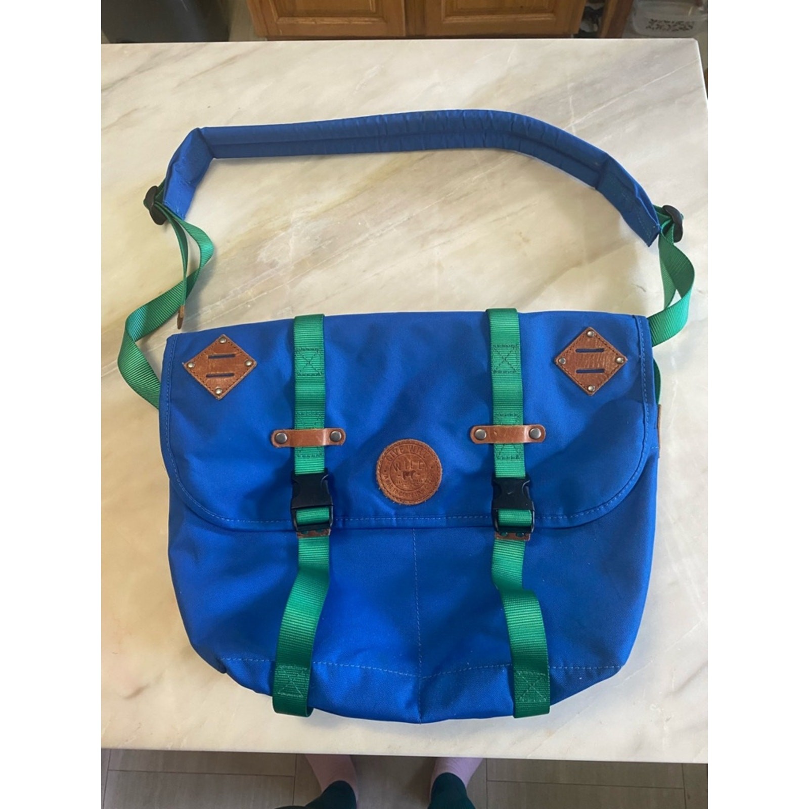 will leather goods blue and Green Canvas Messenger Bag give will 20 X 12 inches