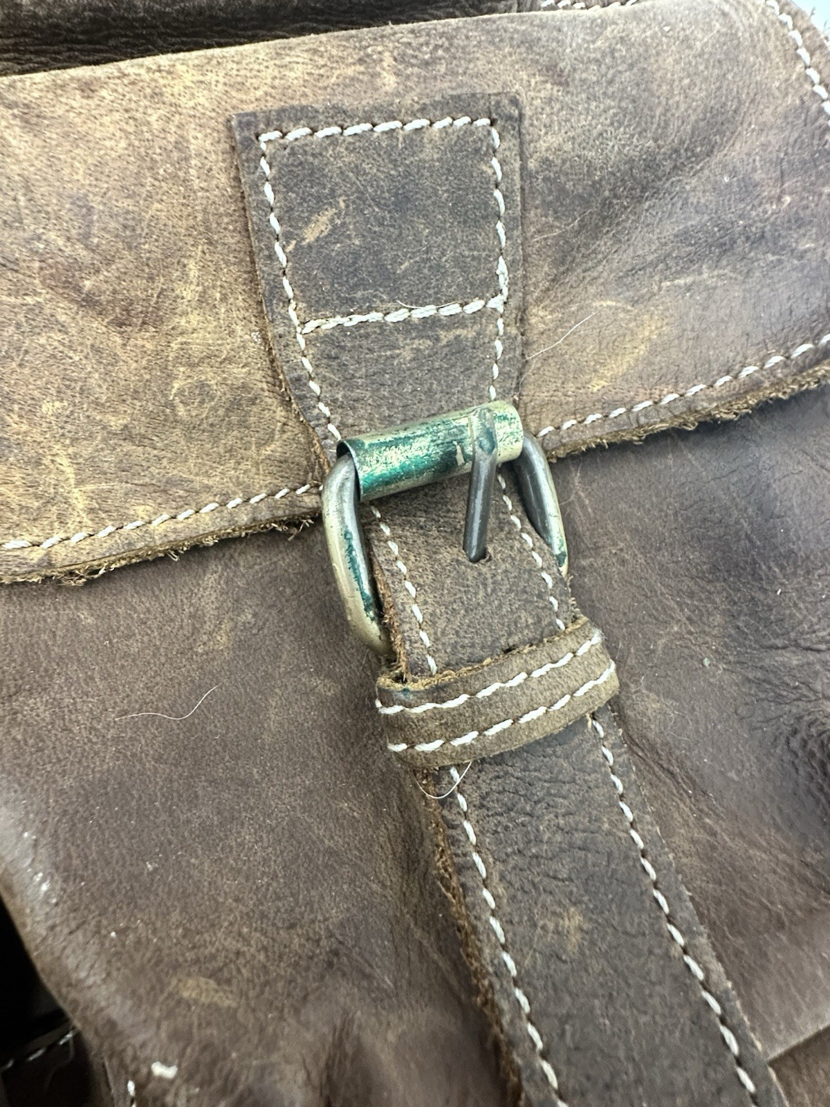 Sam’s Buffalo 18″ DISTRESSED VINTAGE LEATHER BACKPACK – Handmade, Needs Repair