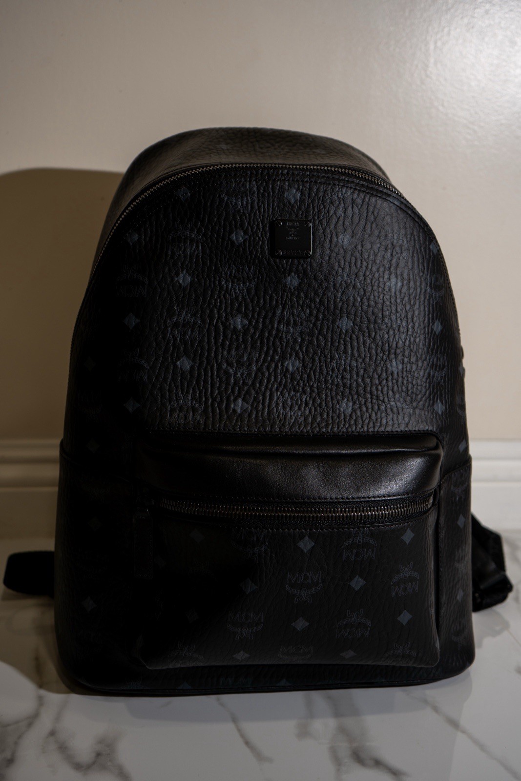 MCM Stark Visetos Black Unisex Backpack Medium
