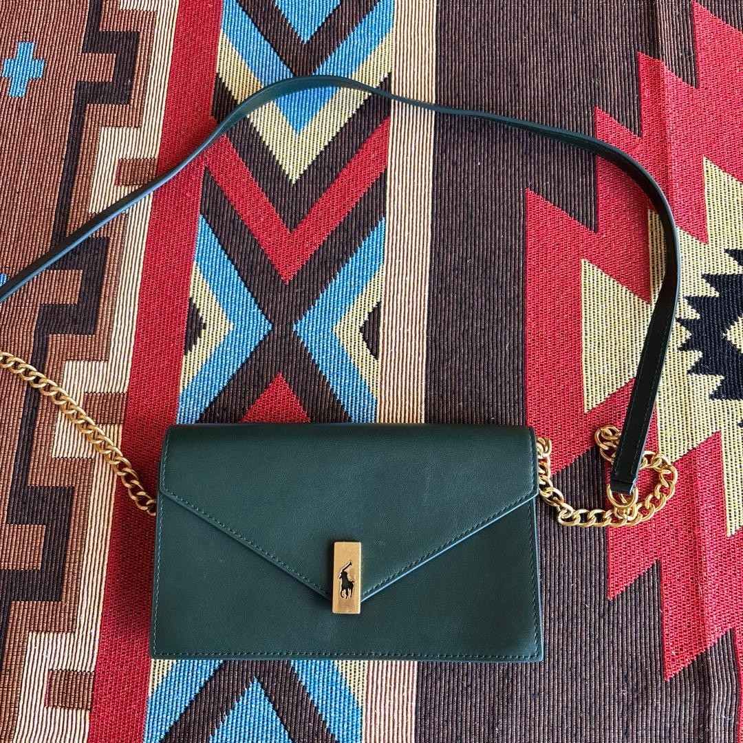 Ralph Lauren Polo Shoulder Bag Green Unused 11.5×8.2x4cm 108cm Strap