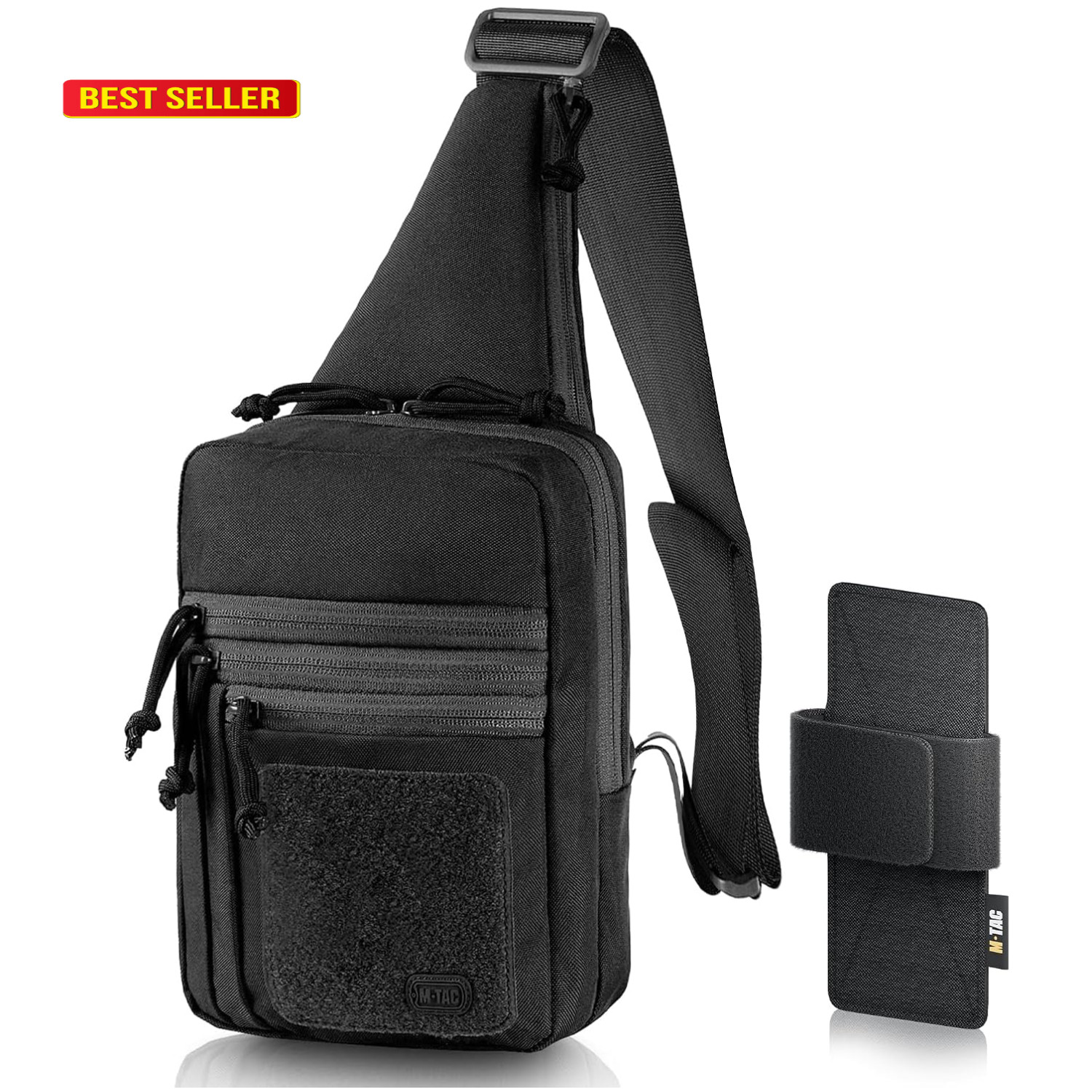 M-Tac Tactical Sling Bag Crossbody Concealed Carry EDC 600D Polyester Black Loop