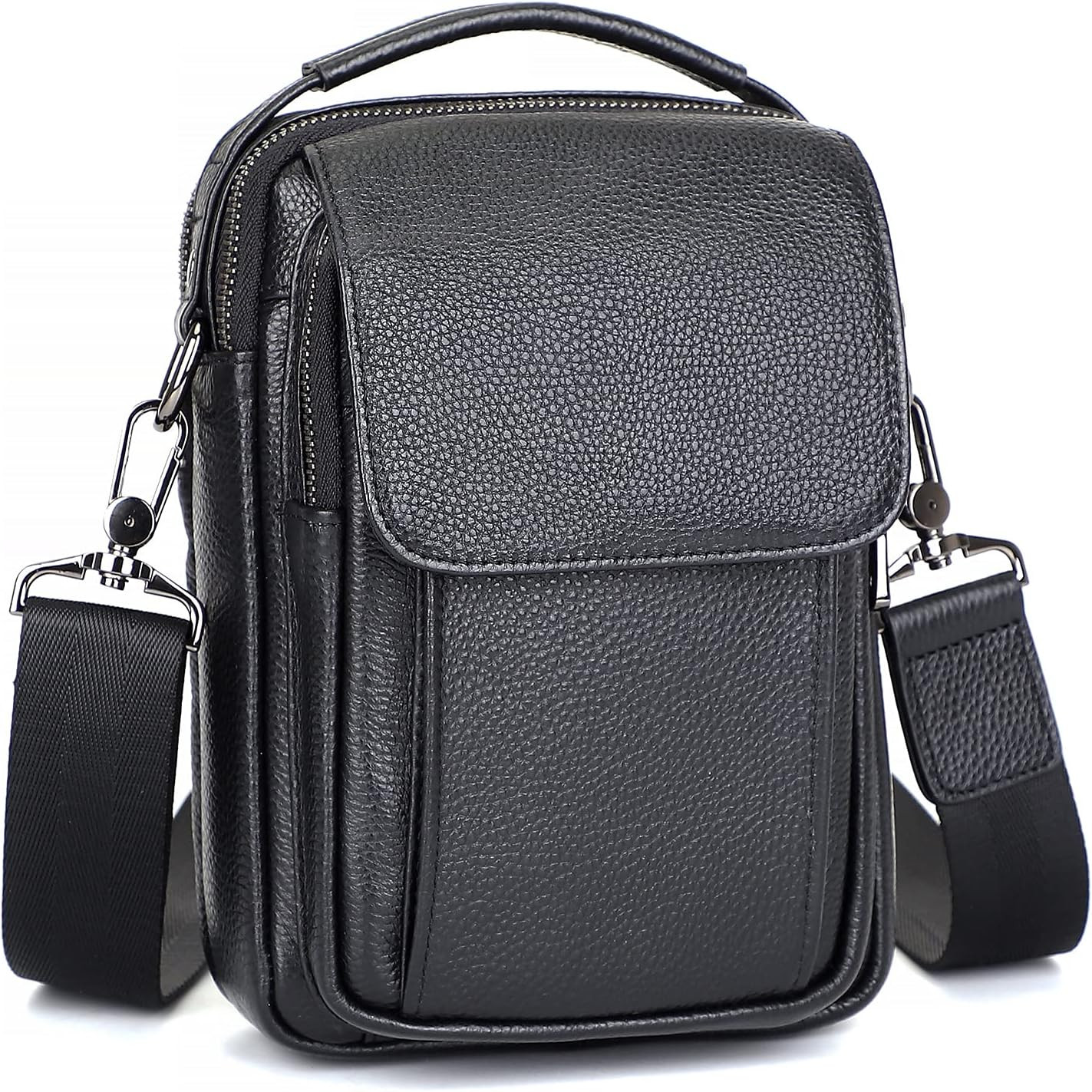 Leather Small Messenger Bag for Men Crossbody Handbag Shoulder Sling Travel Bags