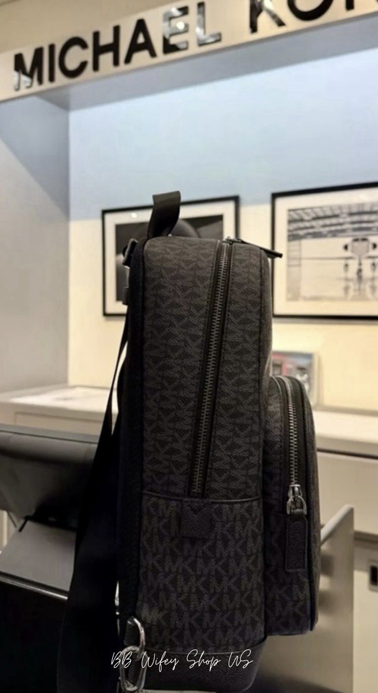 Michael Kors Cooper Commuter Sling Pack Backpack Signature Logo Black