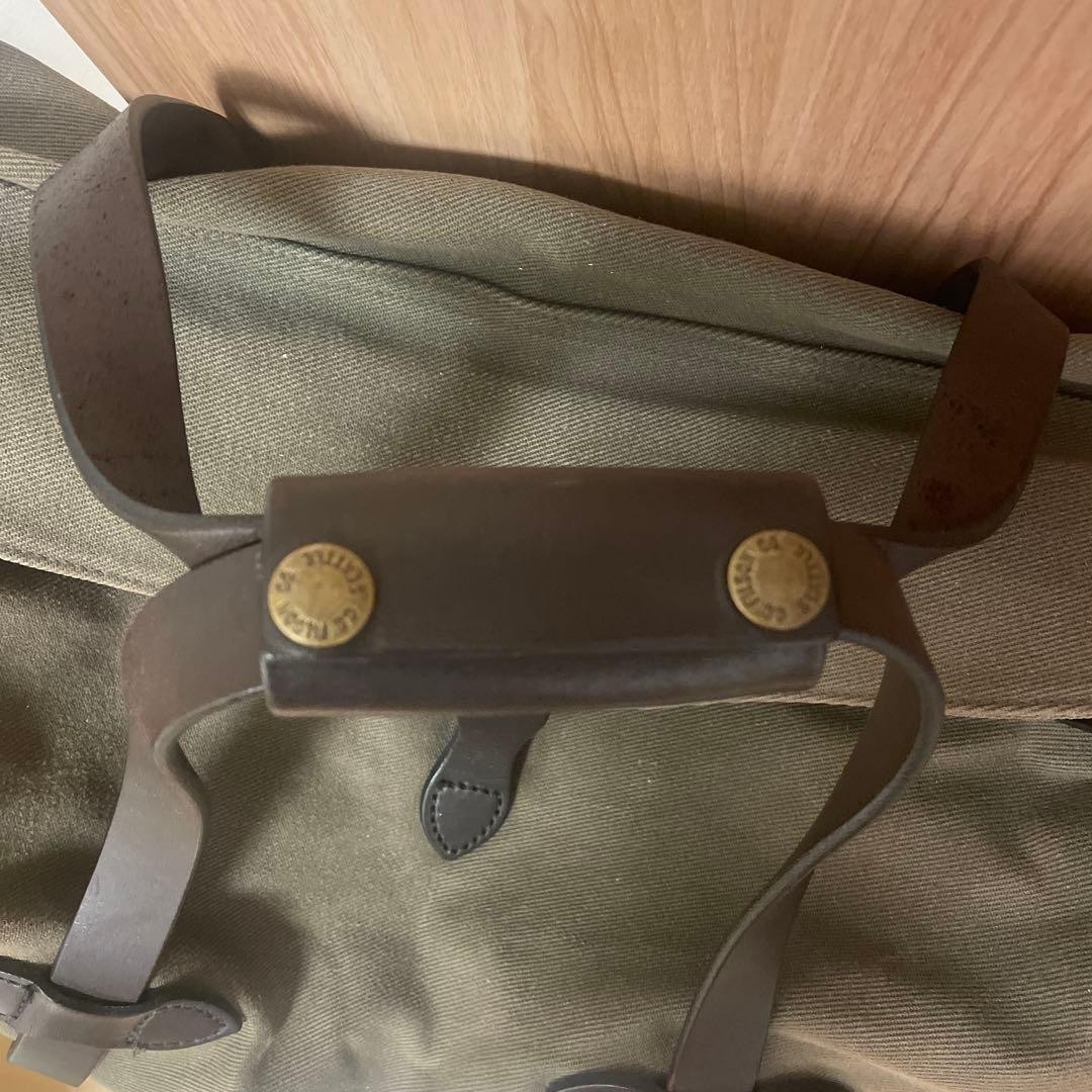 FILSON Small Duffle Bag Otter Green Canvas Leather 2Way Boston Travel Used