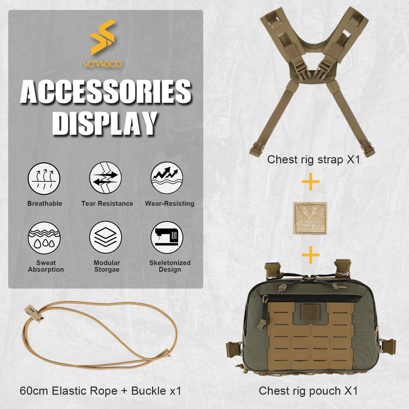 Tactical Chest Rig Bag, 3L Utility Hypalon Molle Chest Rig With Map Pocket 50…