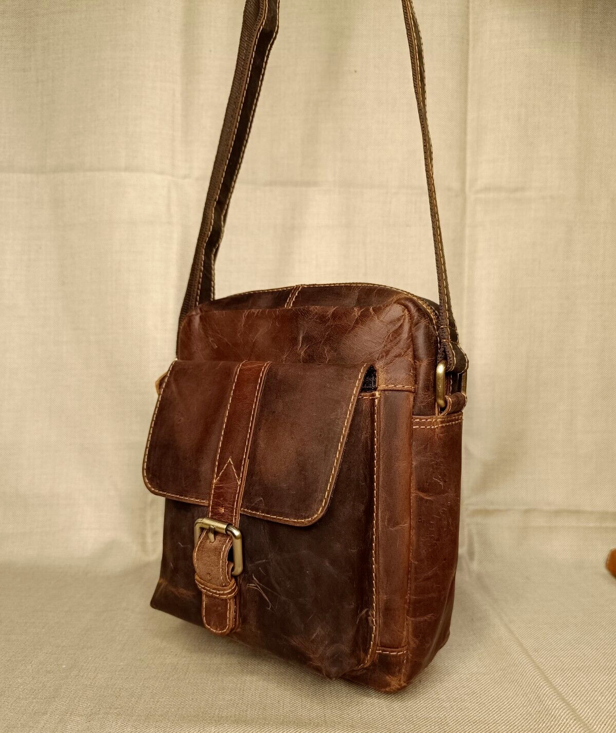 9 In Crossbody Sling Bag Buffalo Leather Purse Satchel Handbag Messenger Bags