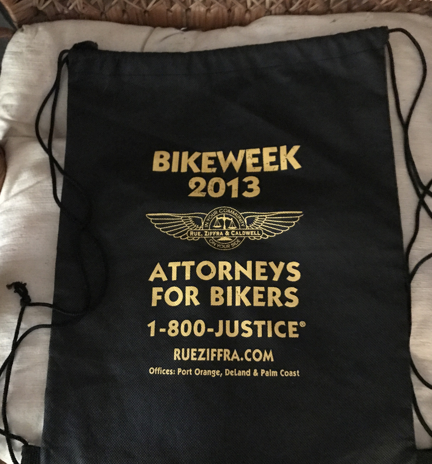 Bikeweek 2013 Lightweight Backpack Black With Yellow Print Attorneys For Bikers