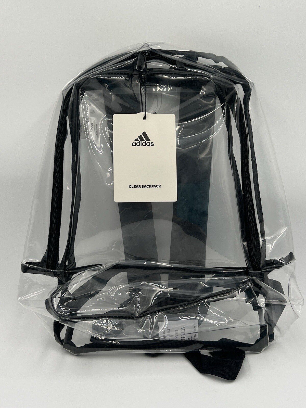 Adidas Clear Backpack Clear/Black Unisex Training Bookbag NWT