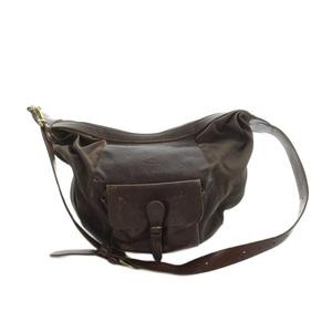 IL BISONTE Leather Canvas Shoulder Bag Brown Vintage AB 28cm x 37cm