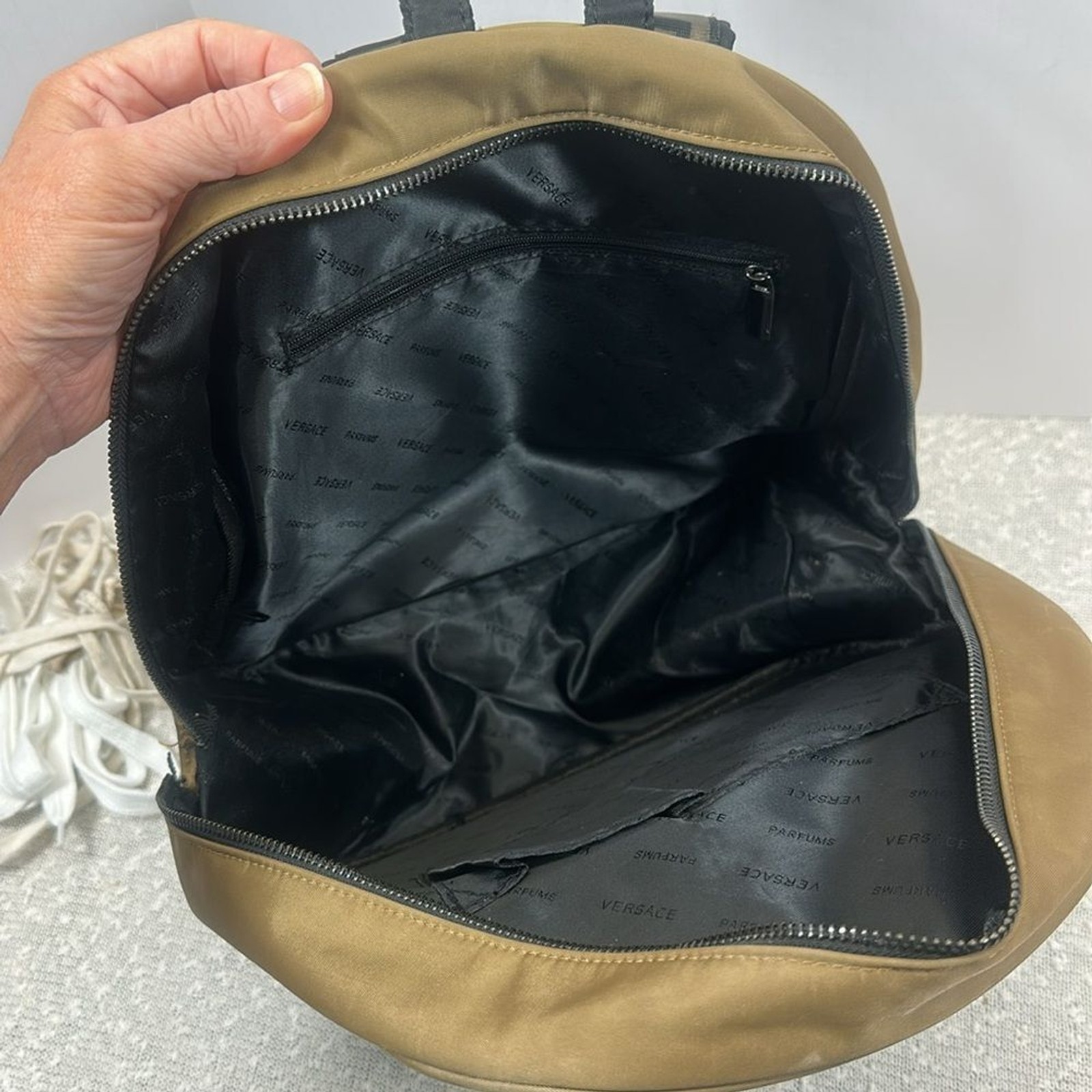 VERSACE Backpack Back Pack Gold Black