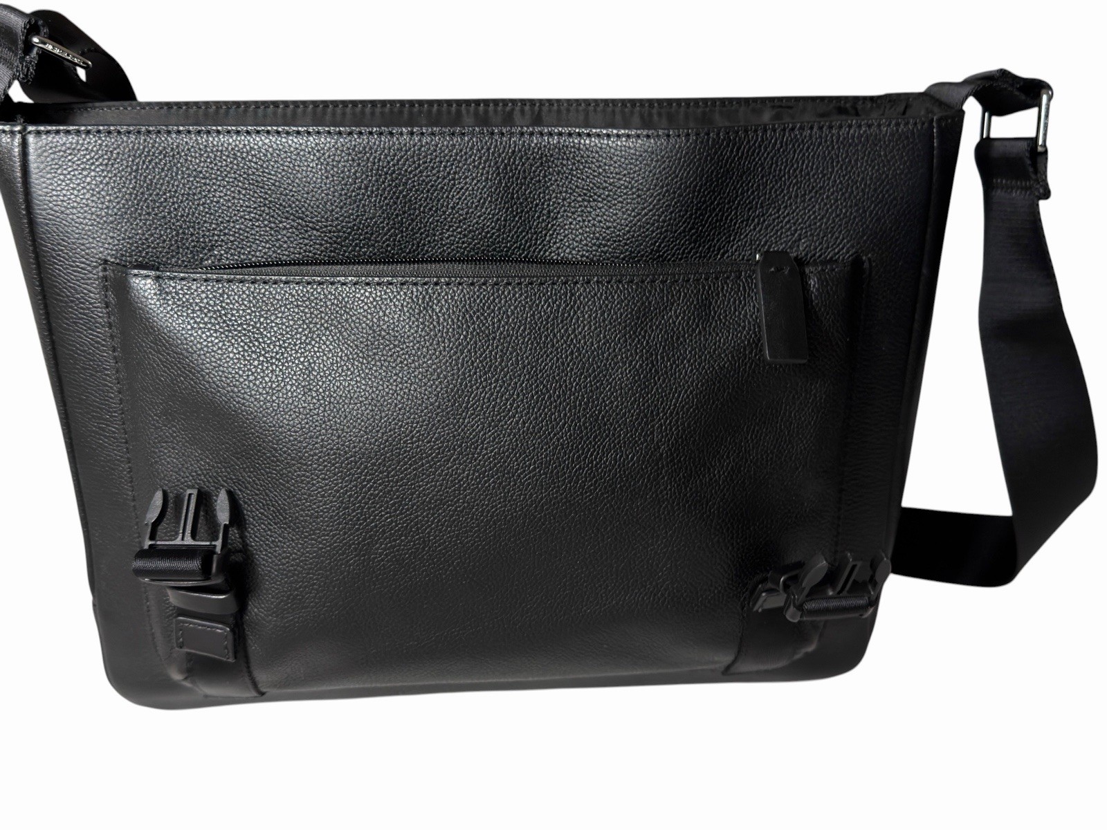 Michael Kors Greyson Black Leather Messenger Bag Crossbody Laptop Work Medium