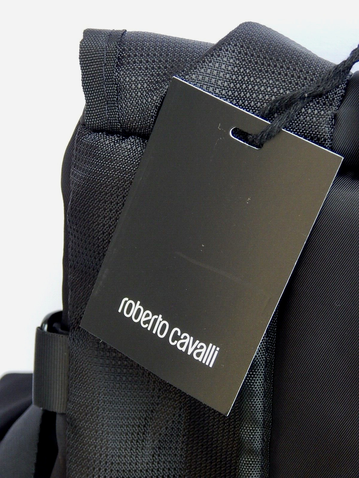 ROBERTO CAVALLI Unisex TRAVEL BACKPACK BLACK NYLON NEW AUTHENTIC
