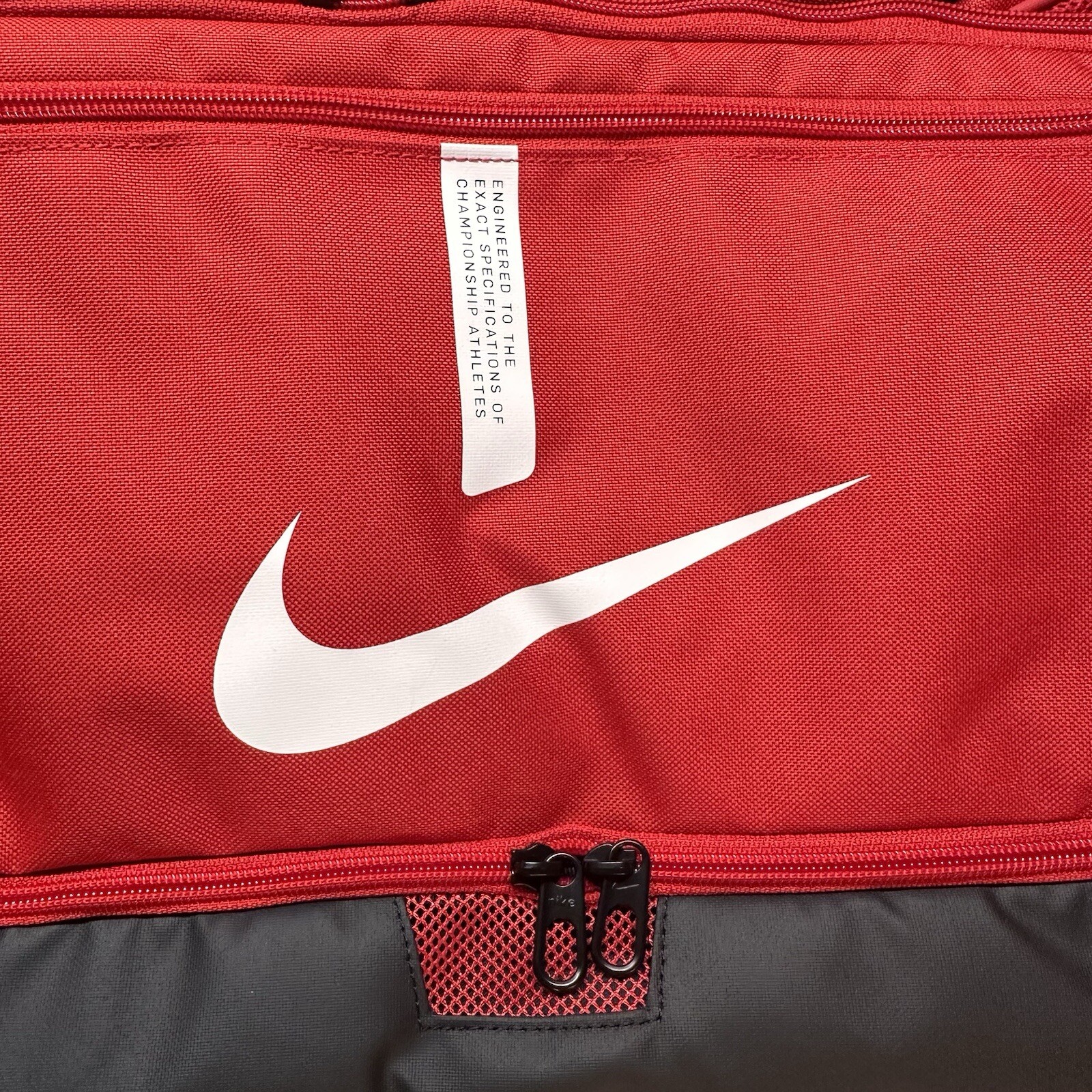Nike Academy Team Duffel Bag Red Black White 60L Medium Soccer Workout Gym Bag