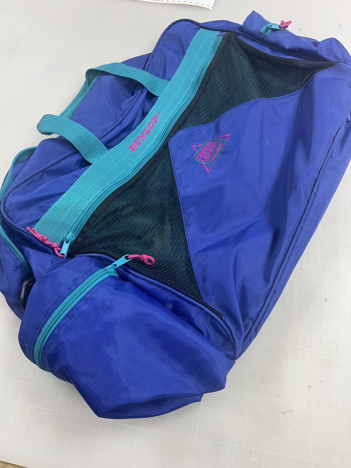 Vintage 1990s DUNLOP Cross Training Multi Color Duffel Gym/Travel Bag Sports