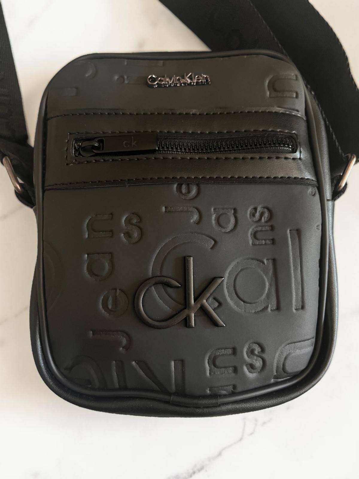Calvin Klein Men’s Shoulder Bag – CK Monogram Black Crossbody Shoulder Bag Man
