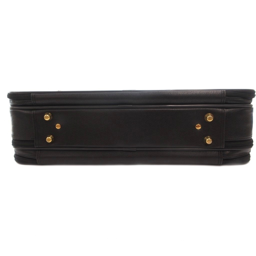 Class Roberto Cavalli Men’s Black Leather Briefcase Bag, B Condition, 13x11x4in