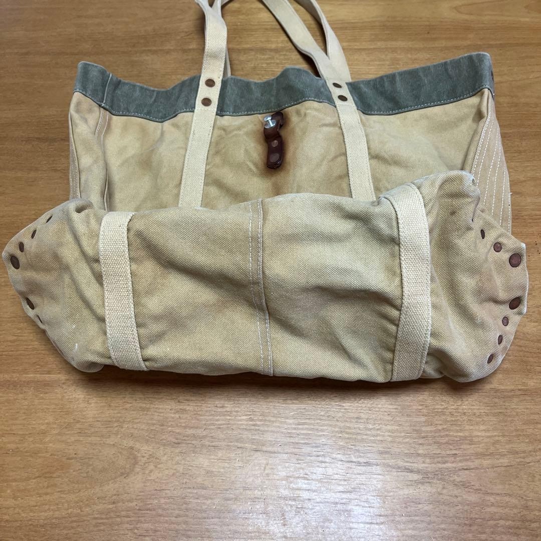 RRL Ralph Lauren Beige×Gray Canvas Tote Bag Vintage Finished Pre-owned