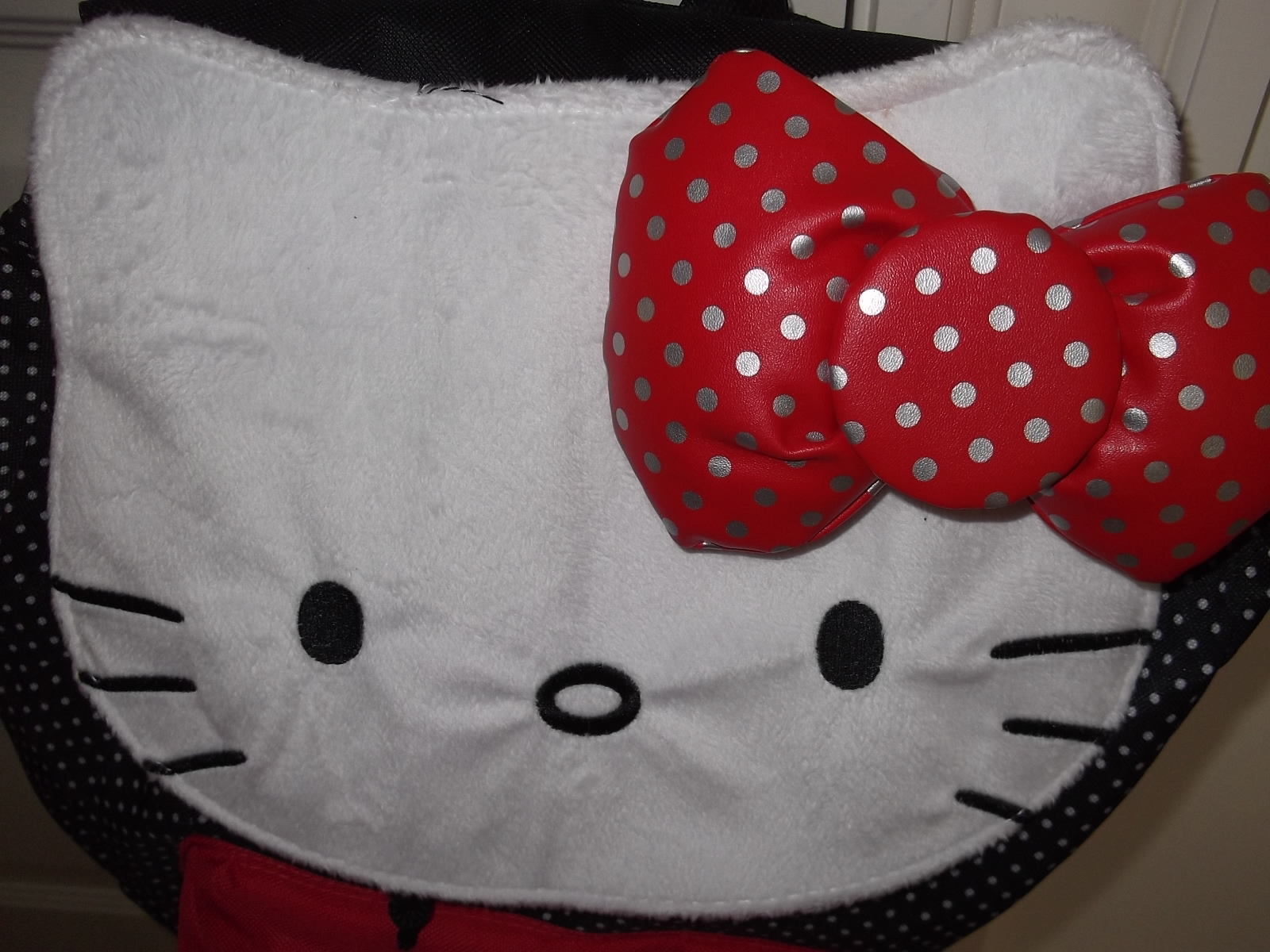 New HELLO KITTY Girl’s Kid’s Backpack 16x13x5″ Black LoungeFly Face