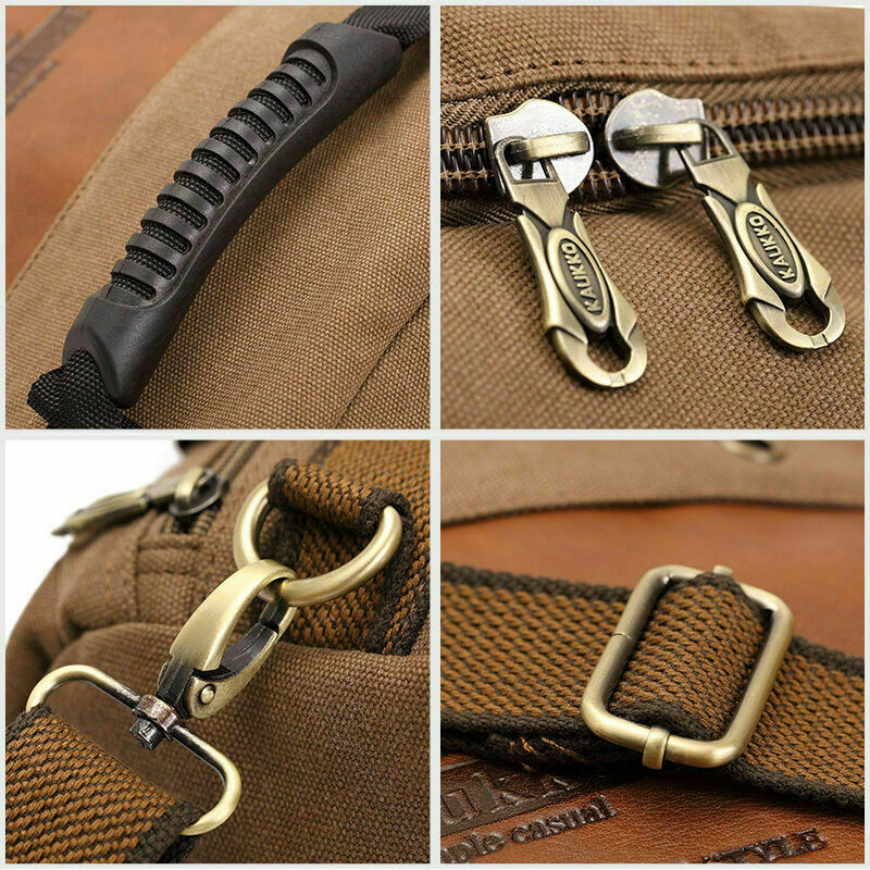 KAUKKO Men Backpack Canvas Rucksack Laptop Bag Travel Hiking Camping Backpack