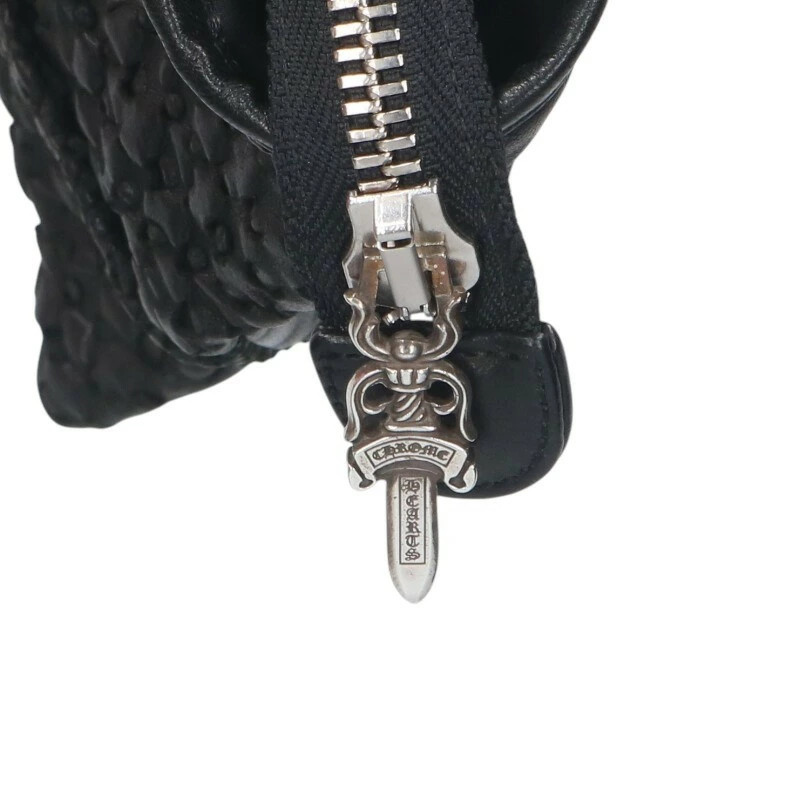 Chrome Hearts Dagger Up Leather Clutch Bag Black x Sier318052SJ02bb415 B r51_052