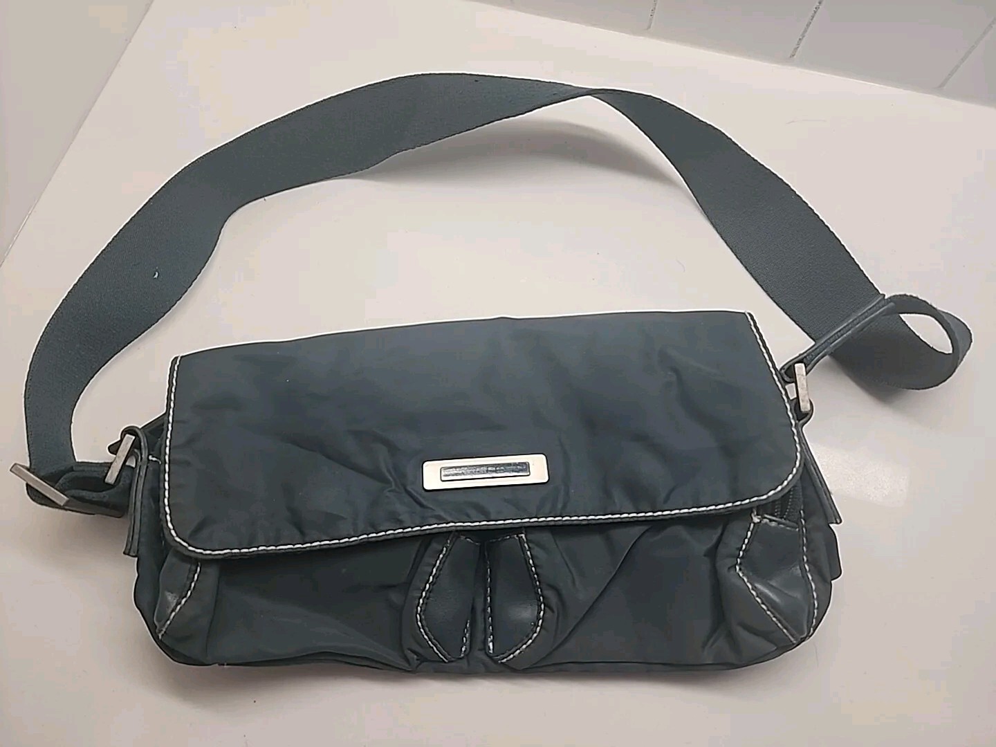 Vintage United Colors Of Benetton Multi-Pocket Waist Bag Fanny Pack Gray Blue