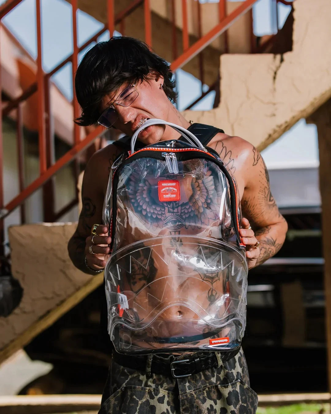 Sprayground 100% Transparent Backpack🔥New VSM Piping Clear Bookbag School Bag