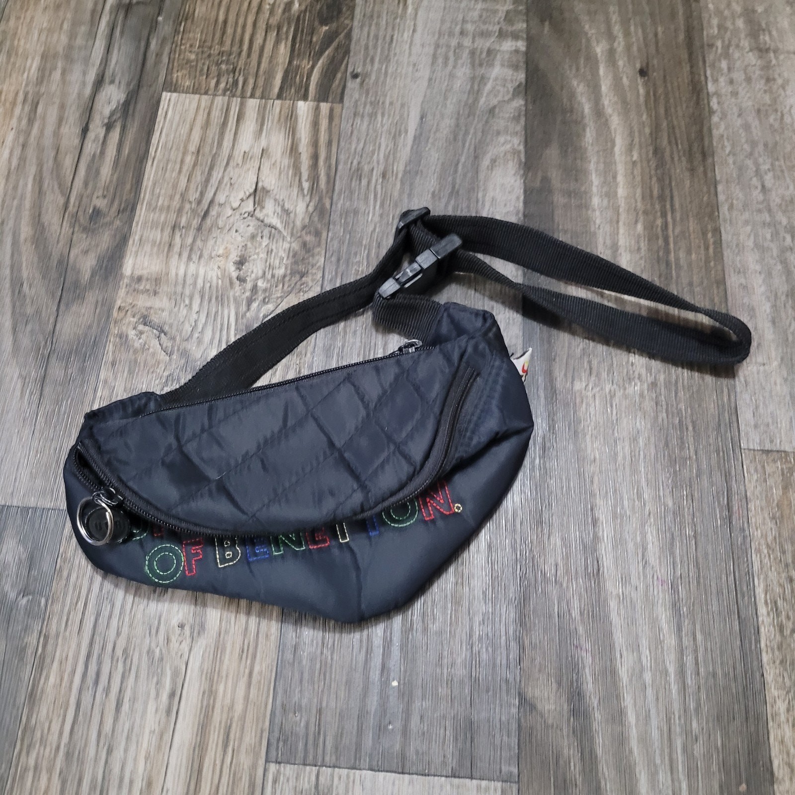 United Colors of Benetton Black Belt Waist Pack Bag VTG 90s