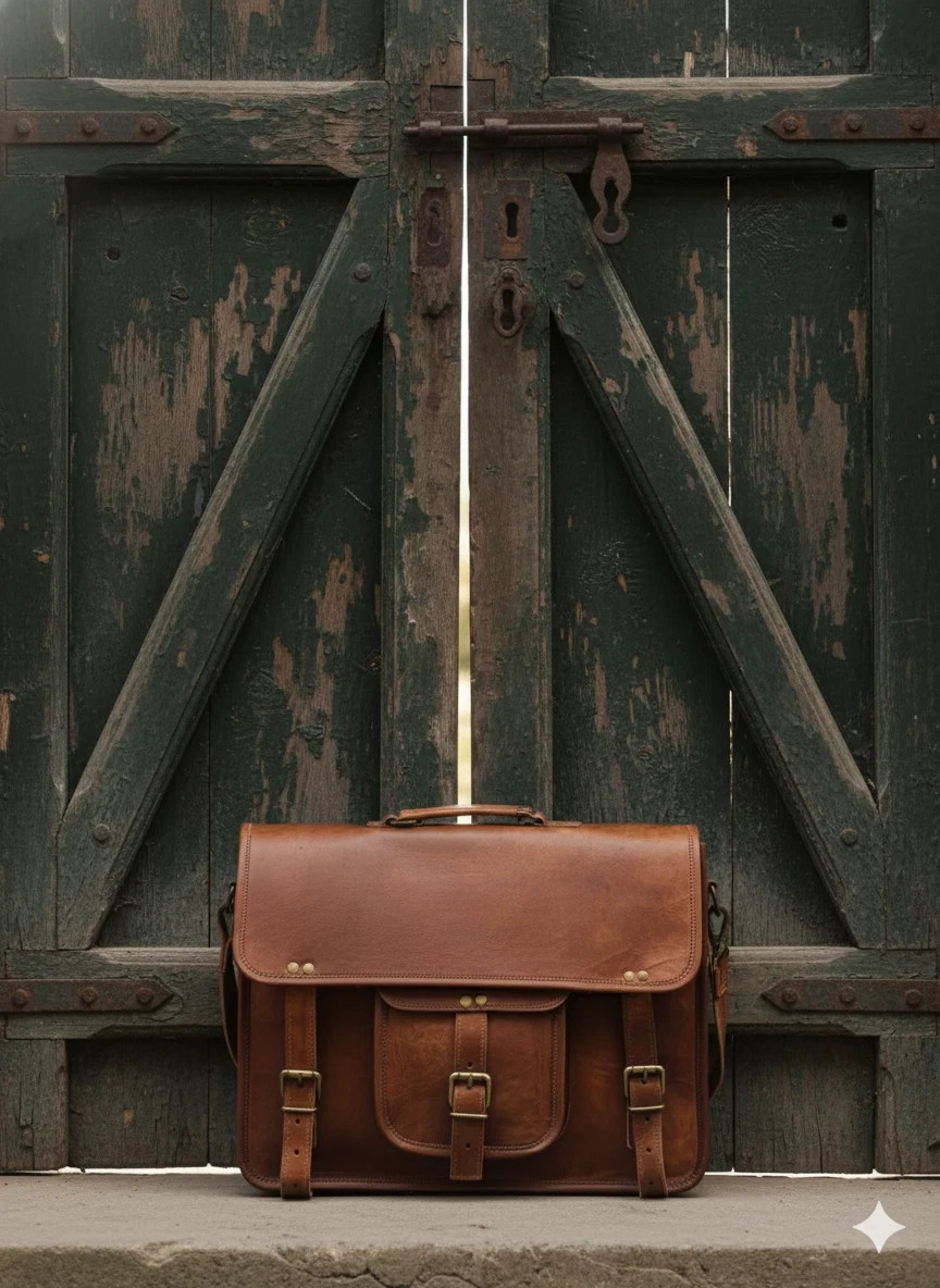 Men’s Detailed Leather Vintage Laptop Messenger Handmade Briefcase Bag Satchel
