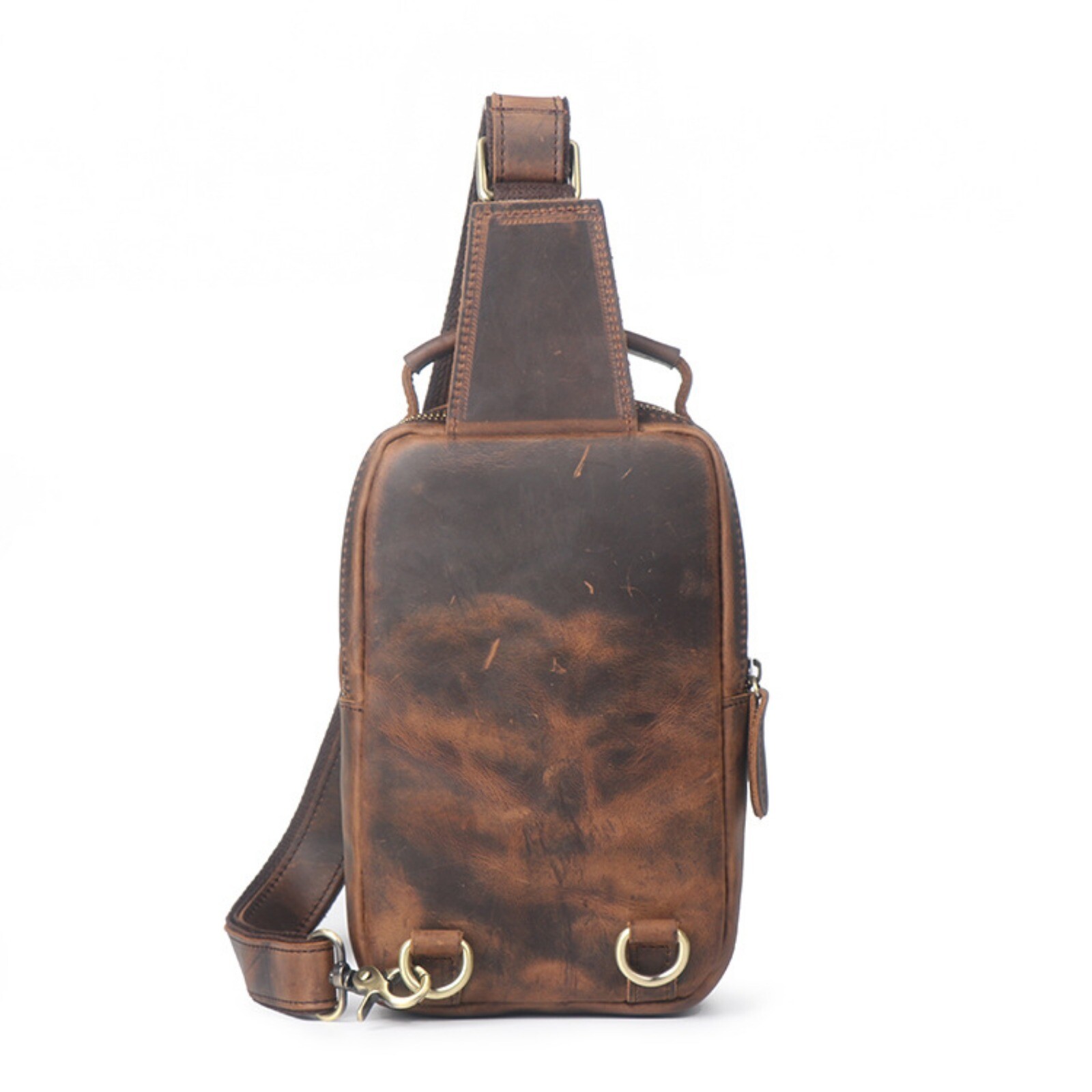 Men’s Leather Sling Backpack Crossbody Chest Bag for Travel Shoulder Pack