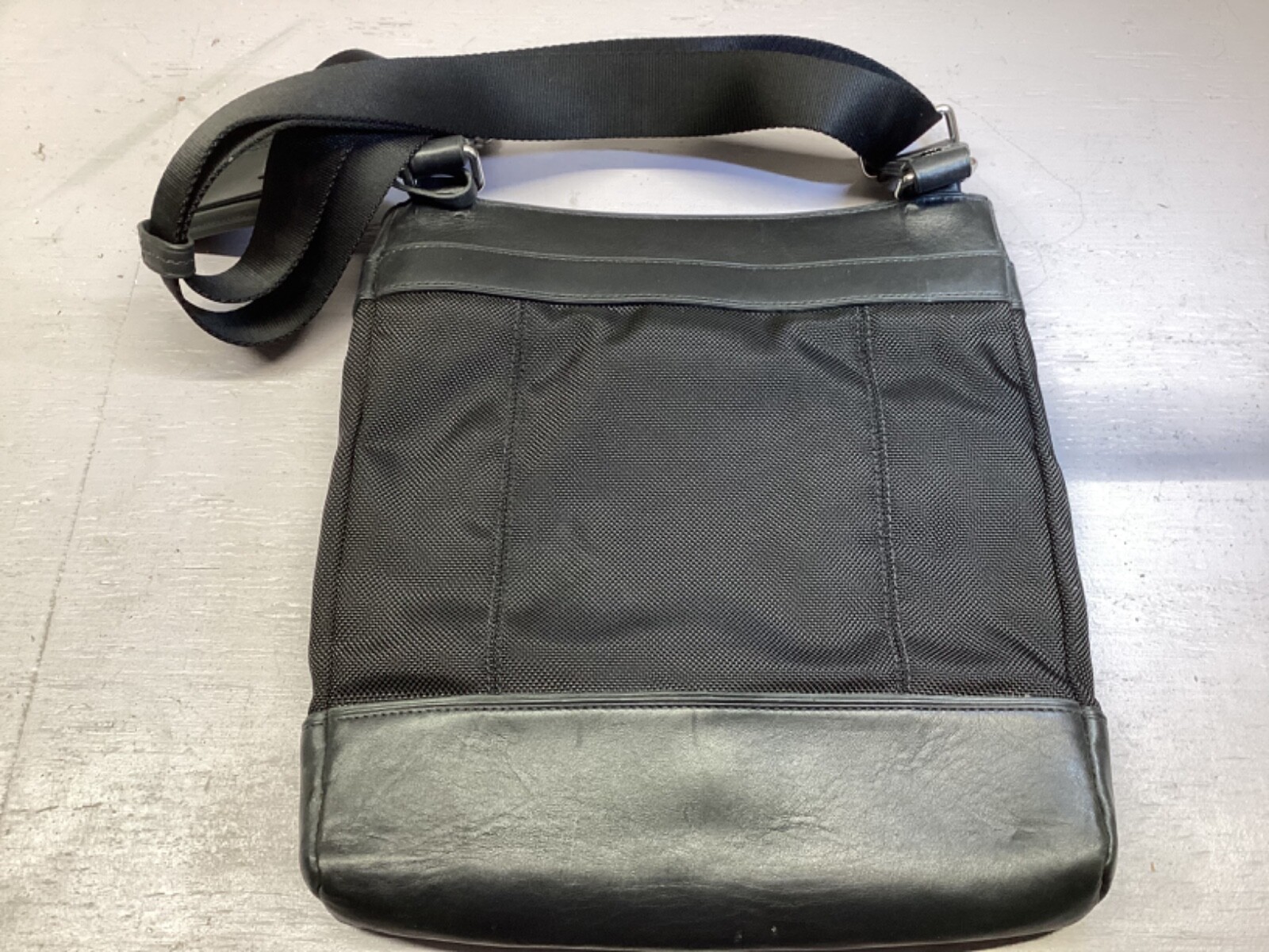Tumi Men’s Leather and Nylon Crossbody Messenger Bag