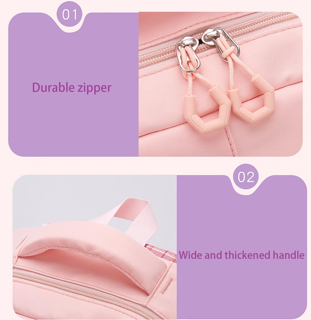 5Pcs Pink School Backpack Set for Girls – Cute Plaid Bookbag Daypacks Travel