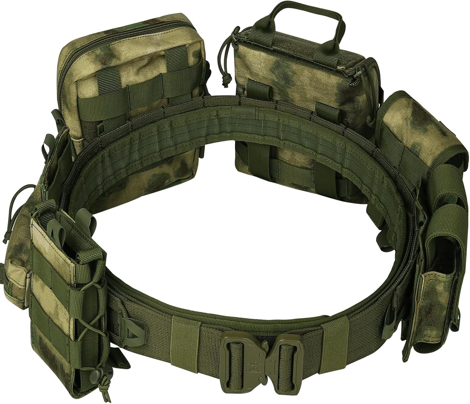 YAKEDA Molle Battle Belt with Accessories – Tactical Combat One Size, Green