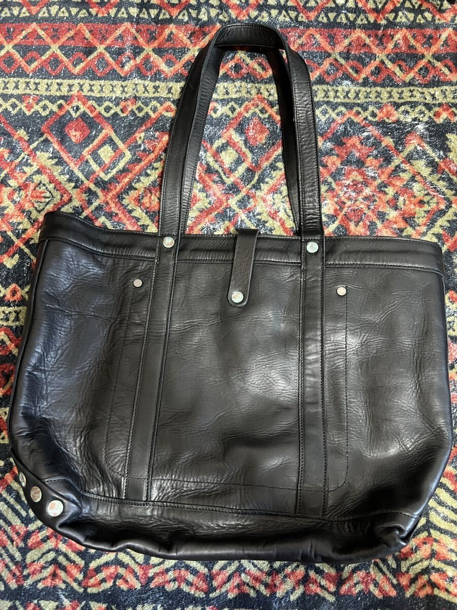 Unused RRL Leather Tote Bag Black W 41cm H 30cm D 14cm Size Waxed Leather