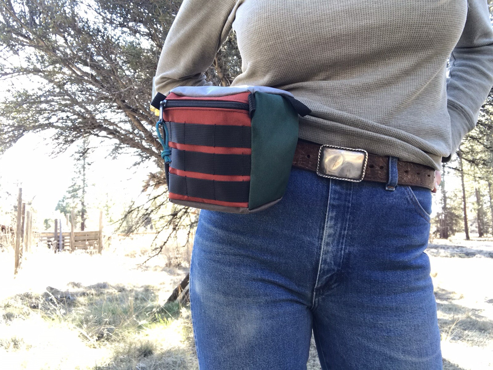 Handmade Upcycled Color Block Utility Pouch Hip/Belt Bag