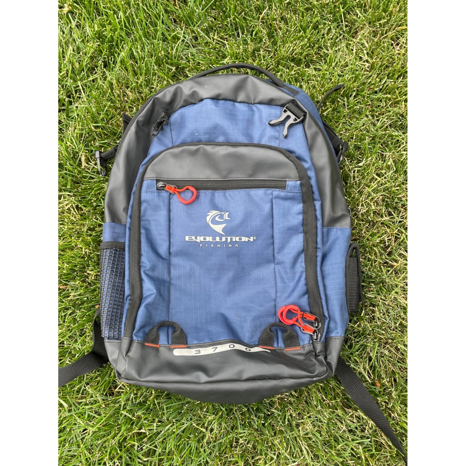 Evolution Fishing 3700 Tackle Backpack Blue Black Ripstop Angler Bag Mens