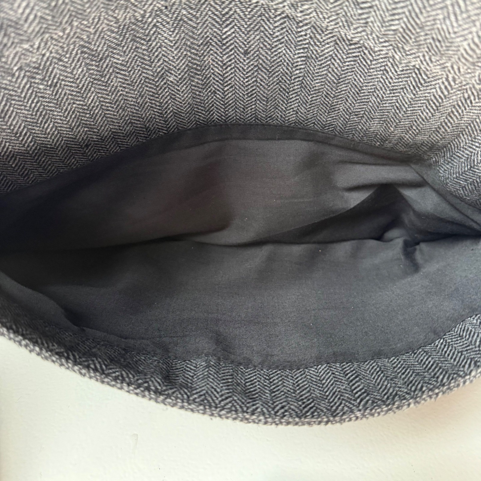 Banana Republic Herringbone Messenger Bag Charcoal Grey Wool Blend Travel Bag