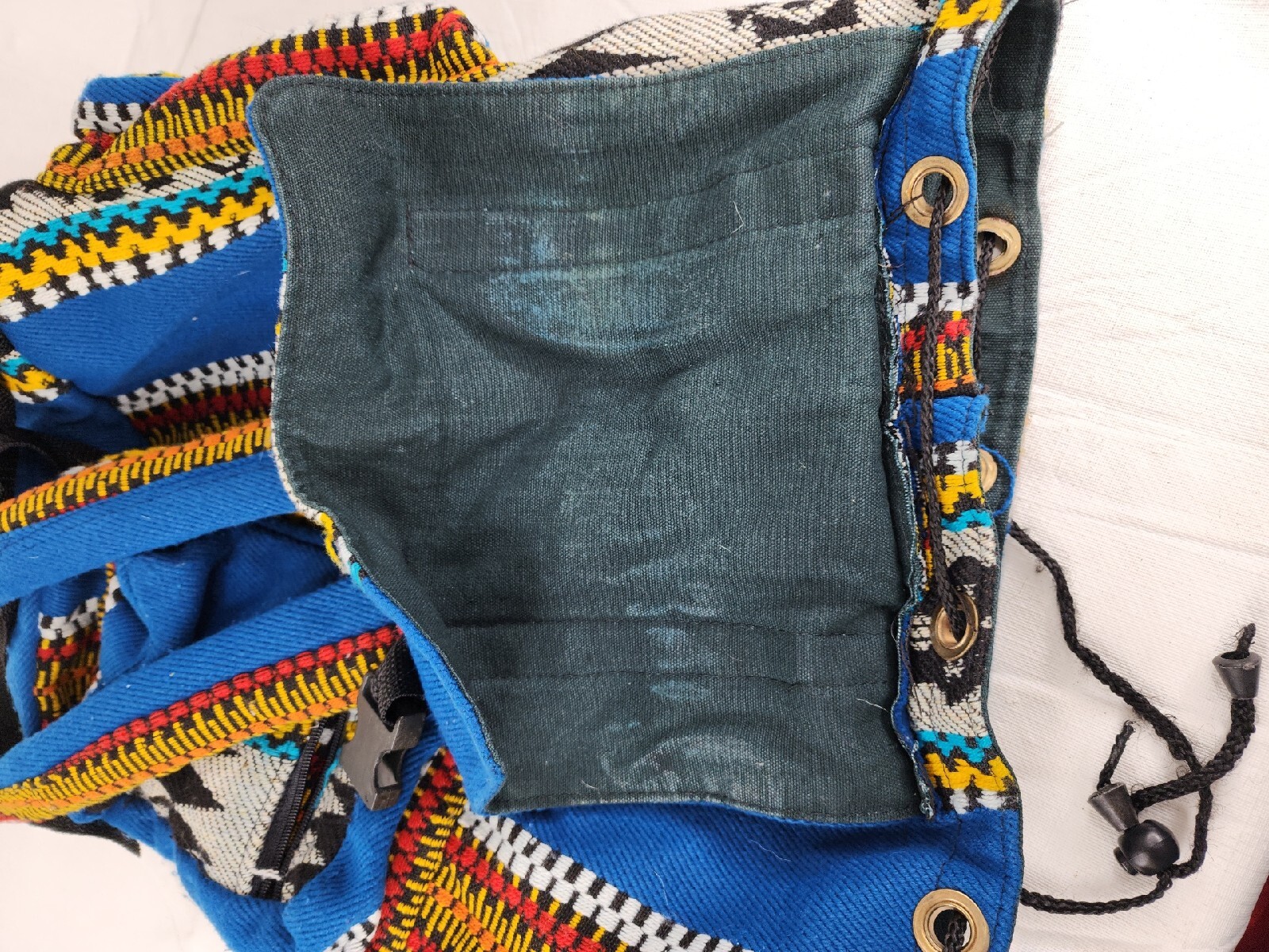 Backpack Boho Deseret Designs Bright Blue Colorful Draw String