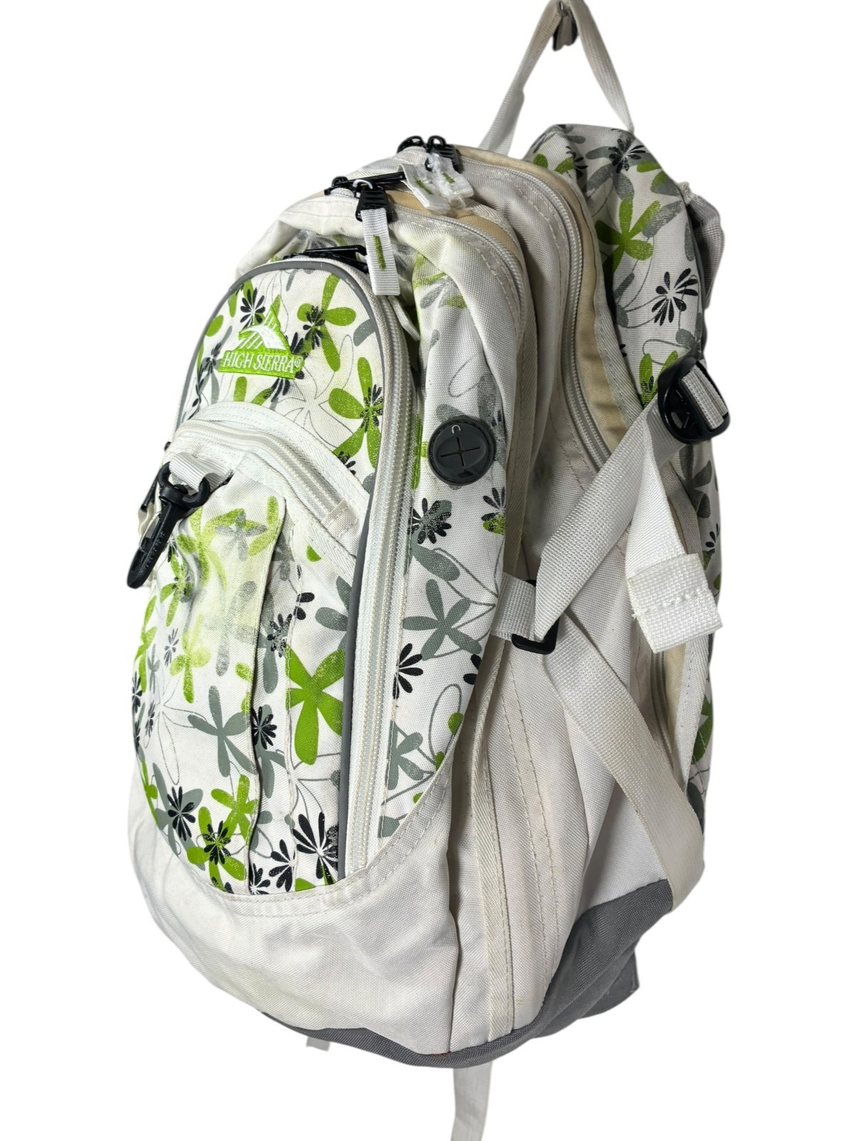 High Sierra 5420-110 backpack White with Green & Grey 70s Floral Patterns