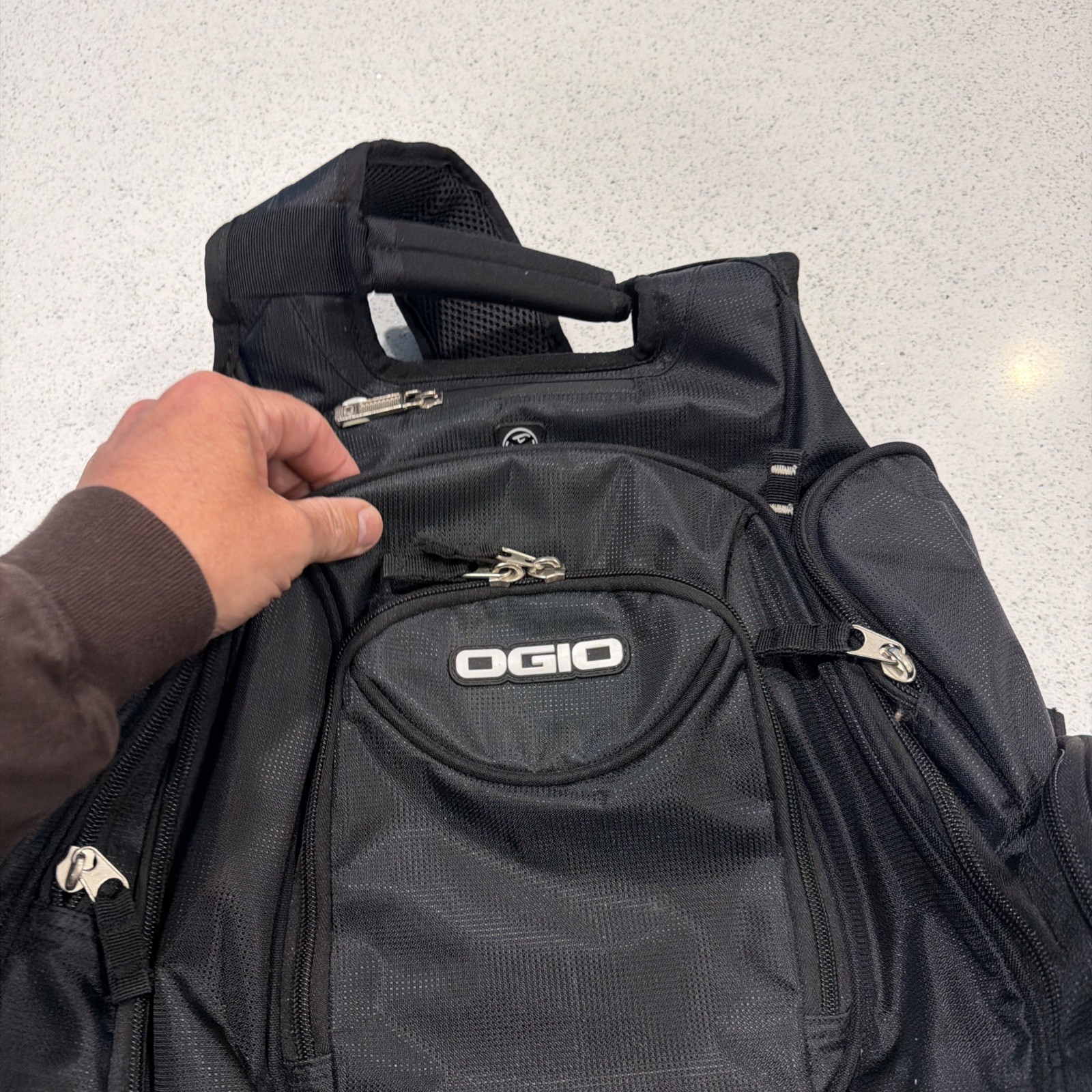 Ogio Back Pack Laptop Audio Pockets Black Used Black Logo Hiking School