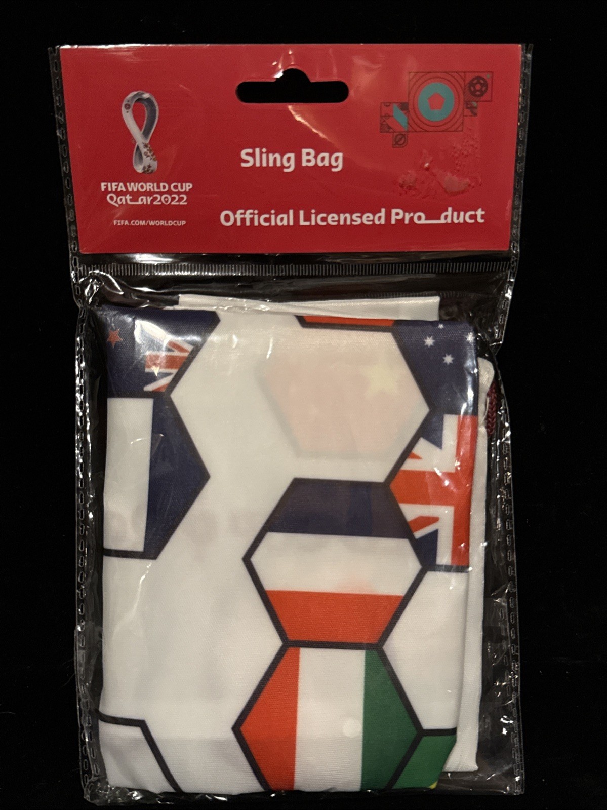 FIFA World Cup Qatar 2022 Nations Flags Sling Bag 17″x13.5″ Backpack Gym Soccer