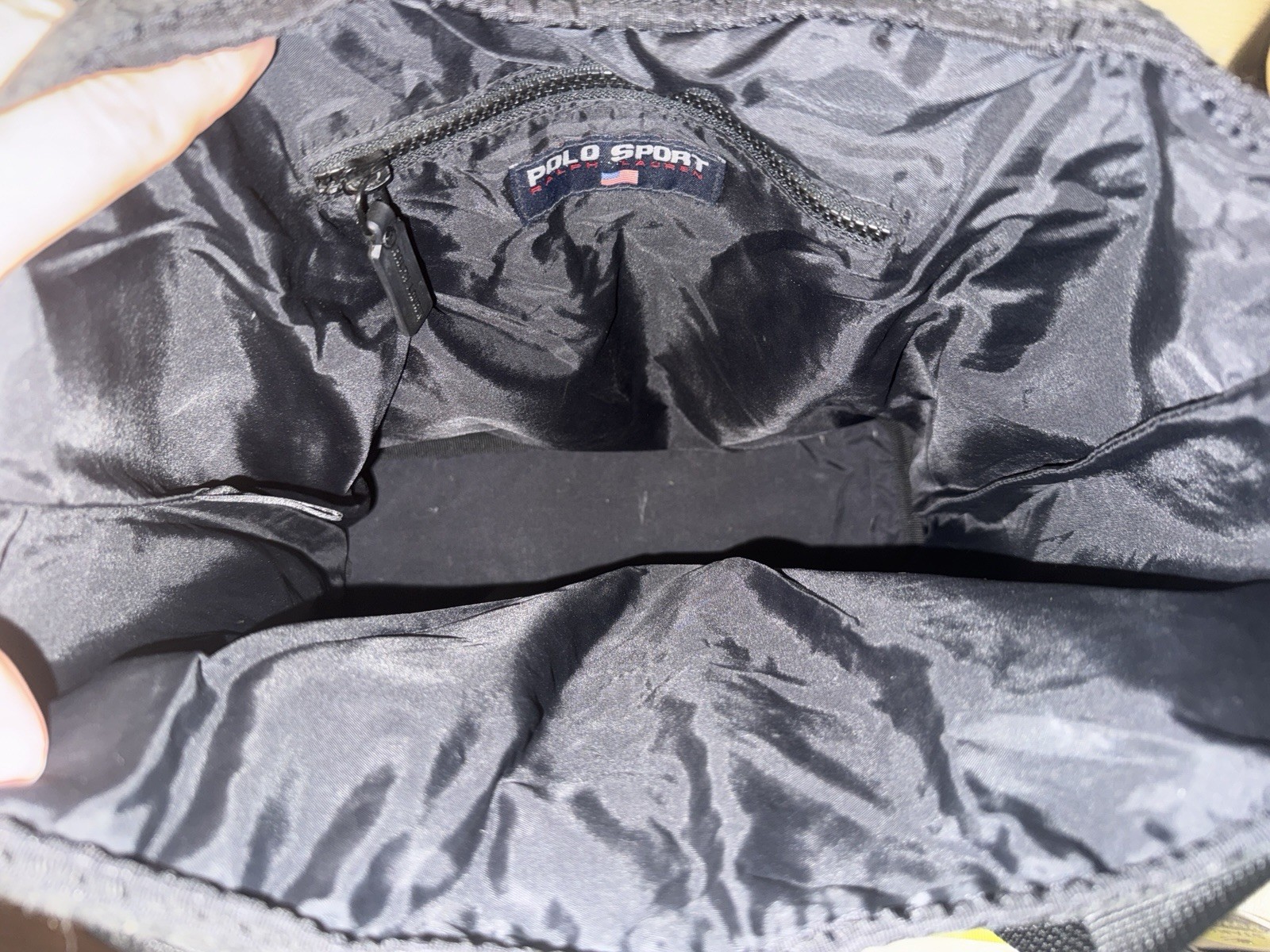 Vintage 1990s Polo Sport Ralph Charcoal Gray Lauren Wool Flannel Tote