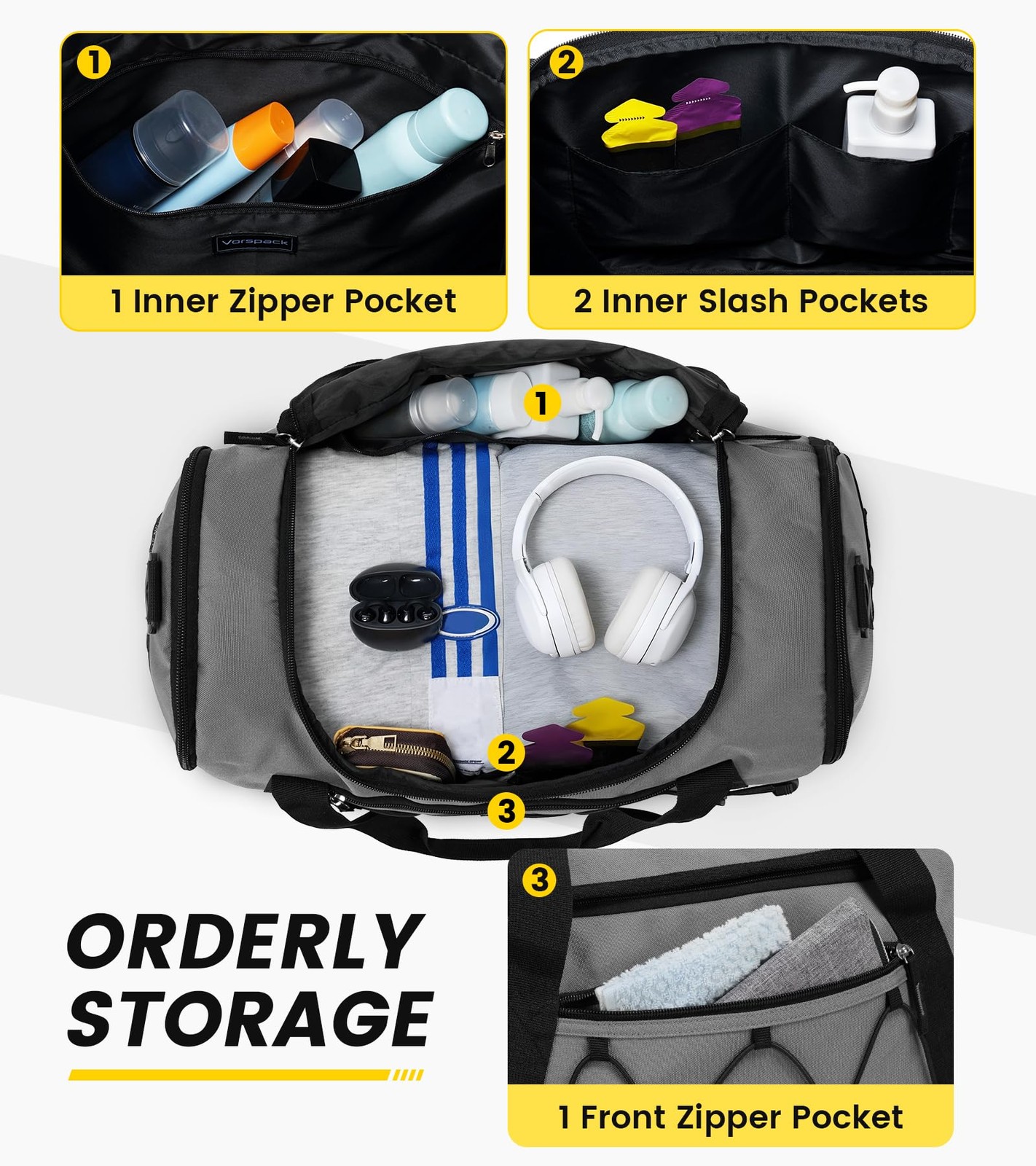 Vorspack Gym Bag for Men – 18 Inches Duffle Bag for Travel Duffel Bag with Sh…