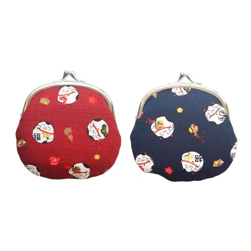 Kyosuke Made in Japan Clasp Coin Case Cat Cotton Pouch 12 x 11.5 cm 3.3 inches