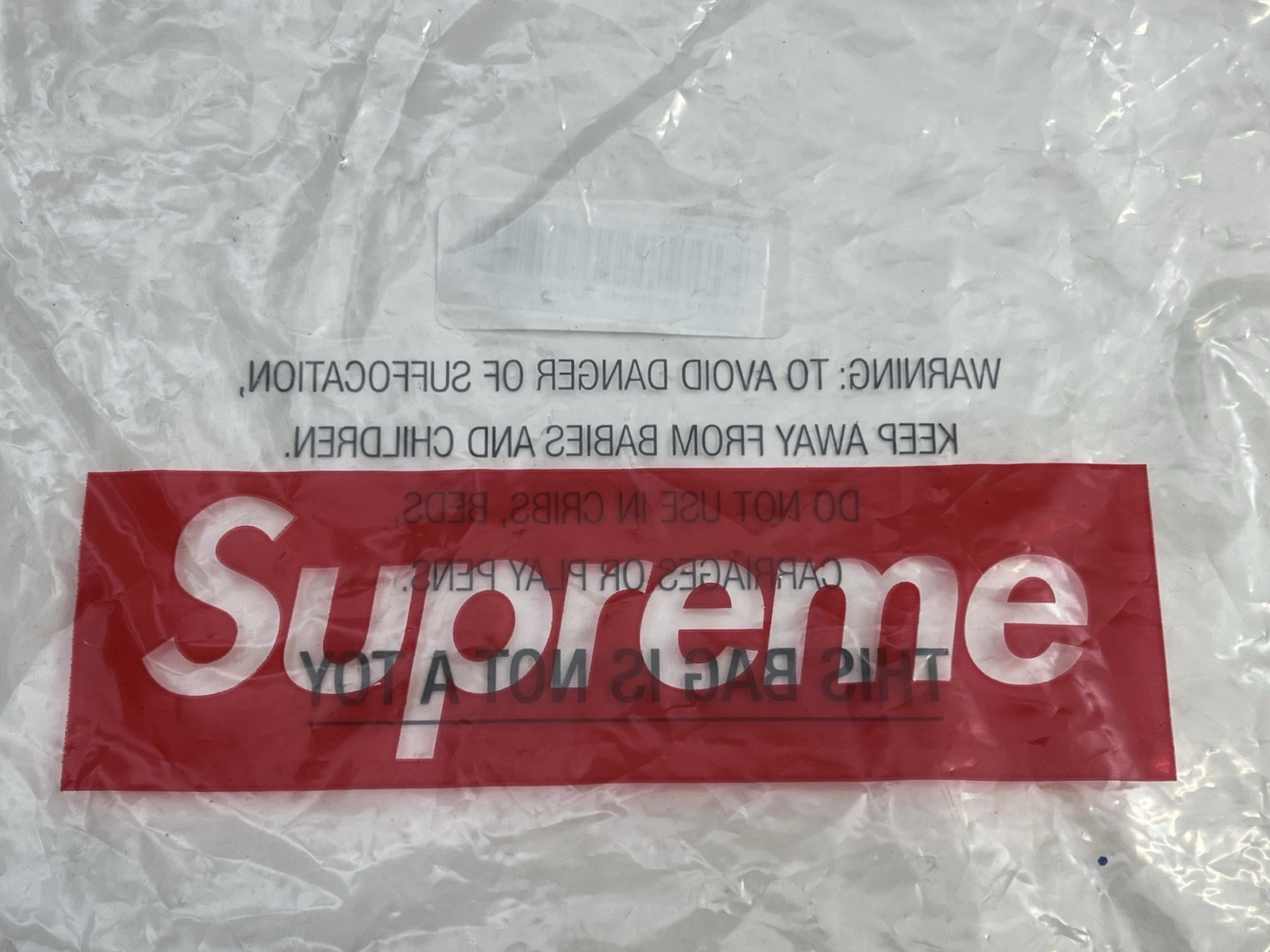 Supreme Plastic Bag With Red Box Logo Clear For Box Tee