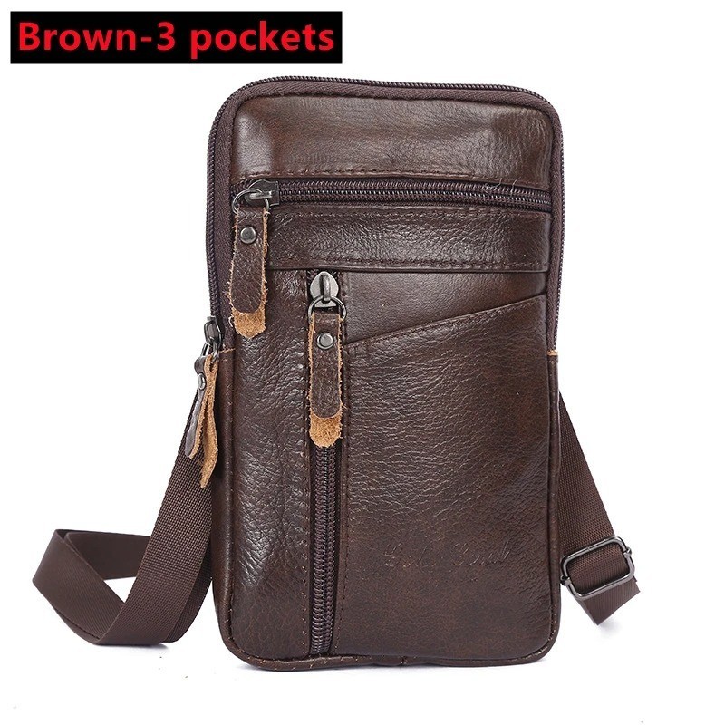 Men’s Leather Waist Pack Belt Bag Crossbody Phone Pouch Travel Shoulder Bag
