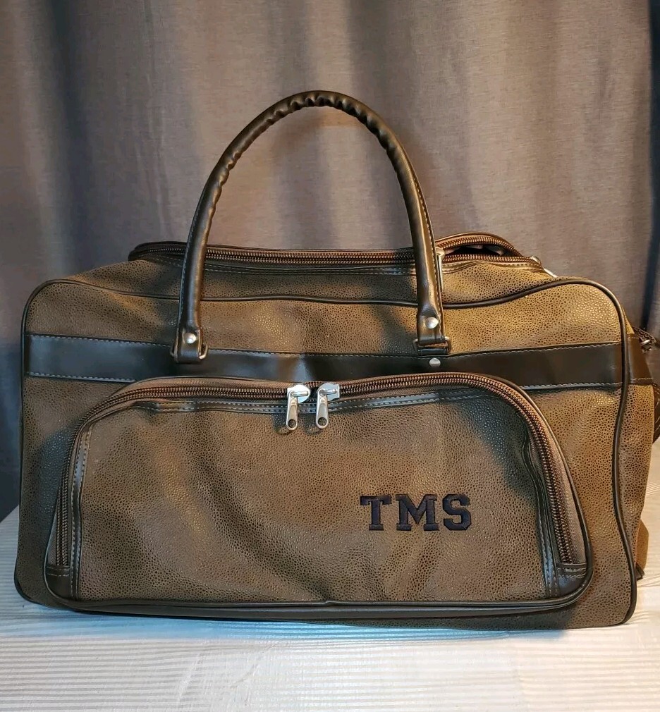 Western Look Suede Faux Leather Travel Duffle Bag, Weekend Bag Brown