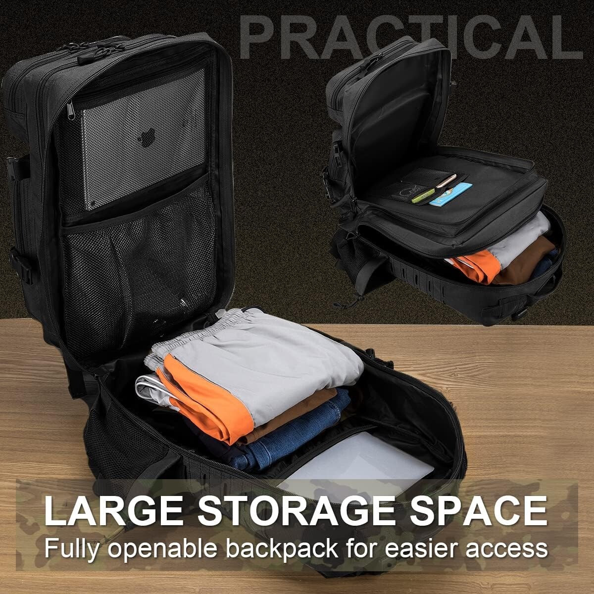 Tactical Military Backpack 45L Large Waterproof Rucksack Hiking Laptop Backpack