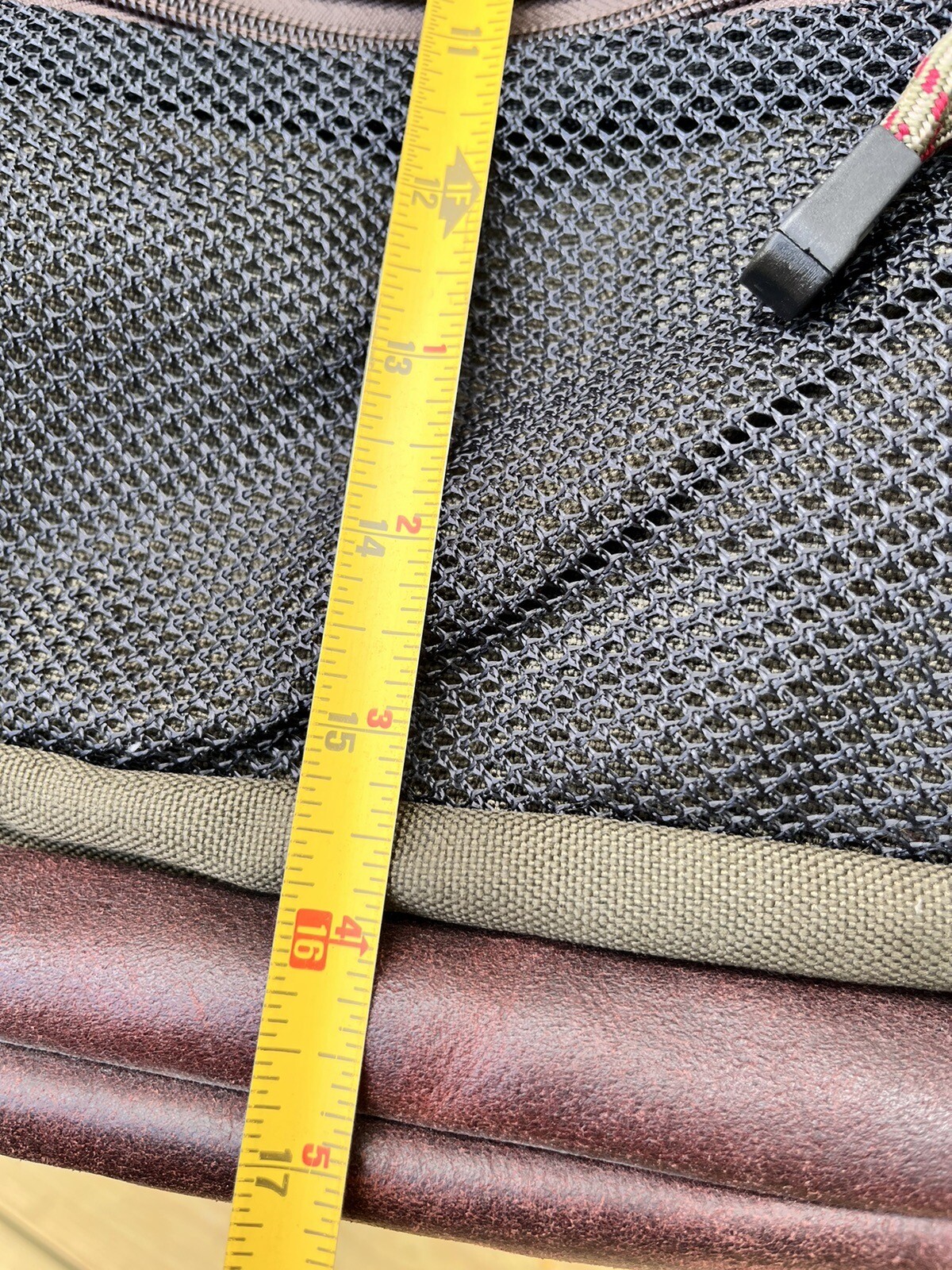 VTG Timberland Canvas Backpack School Black Olive Green/Brown Leather In Bottom